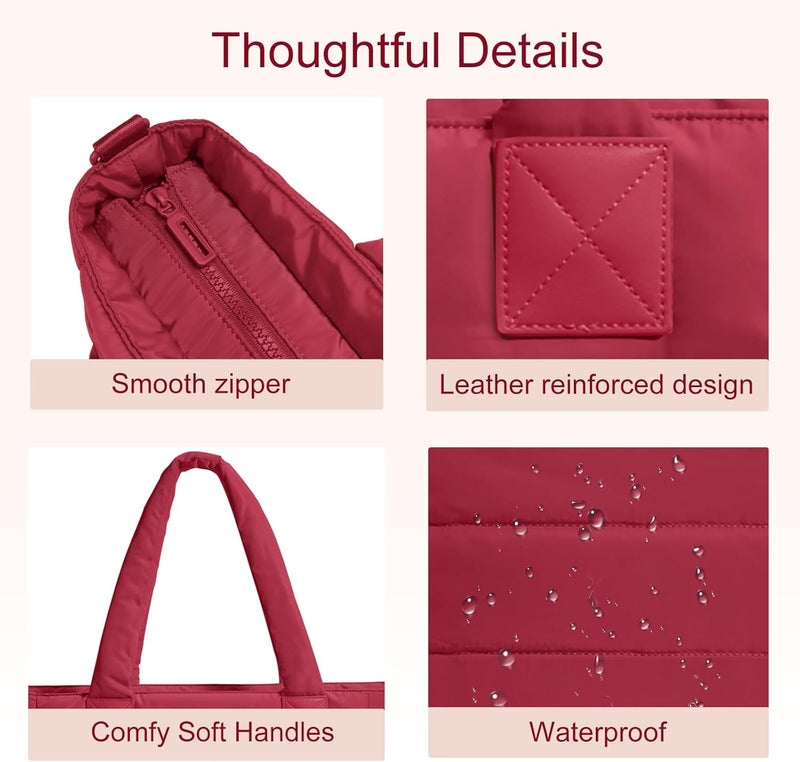 GASSDA Tote Bag for Women Puffer Tote Bag Large Nurse Bags Shoulder Handbag with Zipper for Work Travel - Image 5